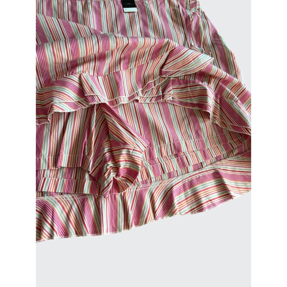 Venezia Womens Pink & White Striped Shorts Skirt With Ruffle Hem Size 22 - Picture 4 of 11